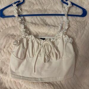 SHEIN White Ruffled Crop Top